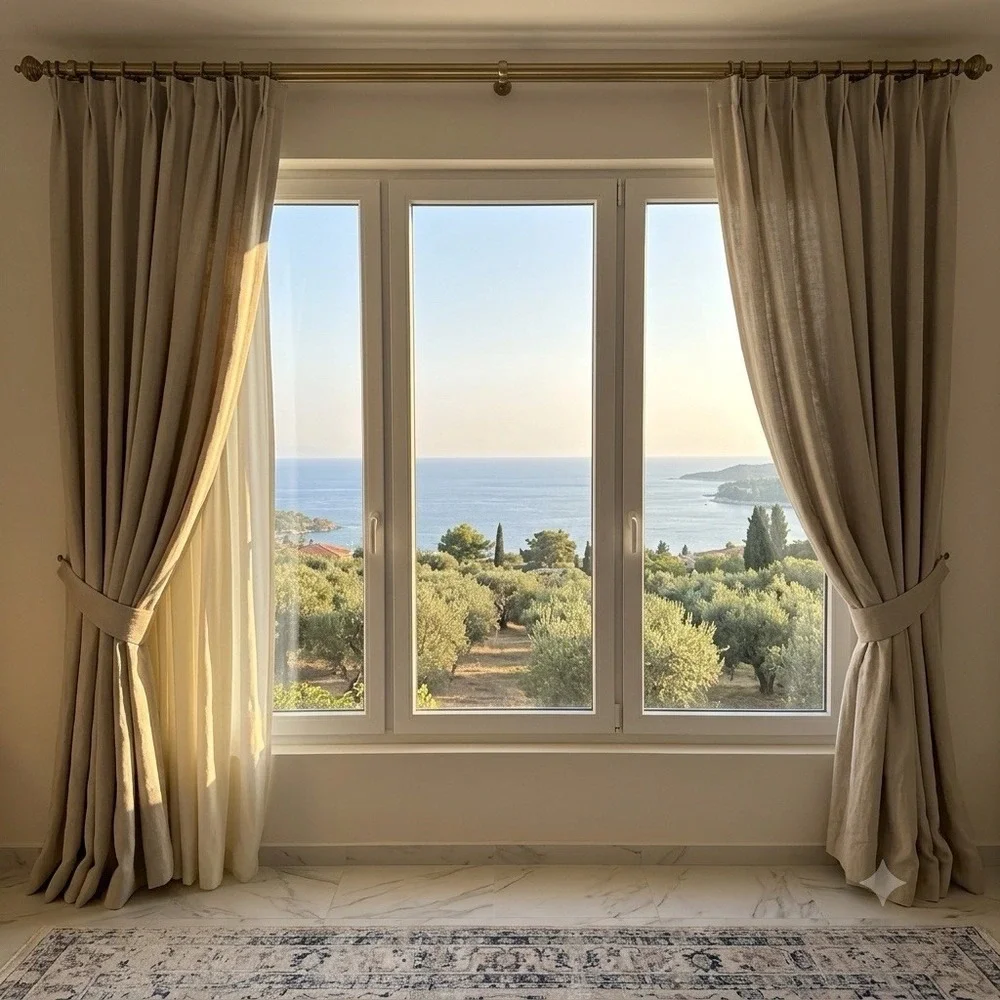 Restoration Hardware Linen Curtains Mist Belgian Heavyweight Textured 100x120 x2